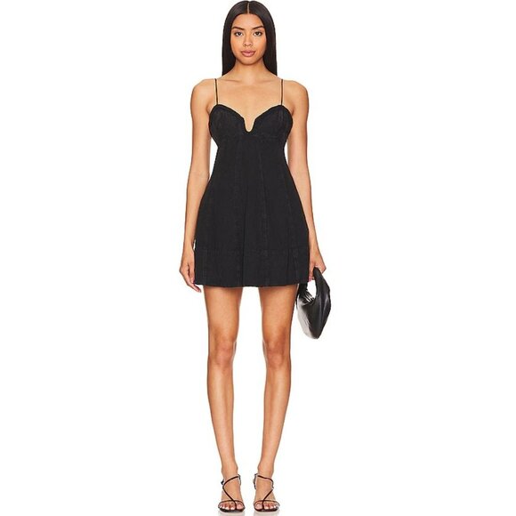 Free People Black Altura Mini Dress - SZ M - Picture 1 of 16